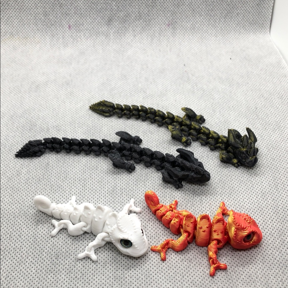 Reptile Lizard Figurine Toy - Black, White, Red-Orange, Olive